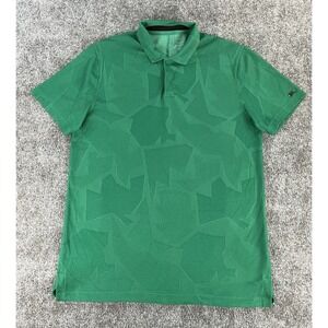 Nike Tiger Woods Polo Shirt Mens M Green Jacquard Camo Dri Fit Golf Performance